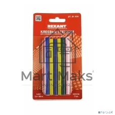 Клеевые стержни Rexant, Ø7 мм, 100 мм, цветные, 12 шт., блистер