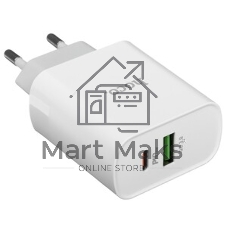 Сетевое зарядное устройство HOCO C80A Rapido 1xUSB + 1xUSB-C, 3.1A, 20W, белый
