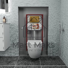 Комплект BAU 6 в 1: рамная инсталляция, унитаз подвесной безободковый Bau Dream 53, сиденье дюропласт микролифт, кнопка смыва BAU Stil, золото