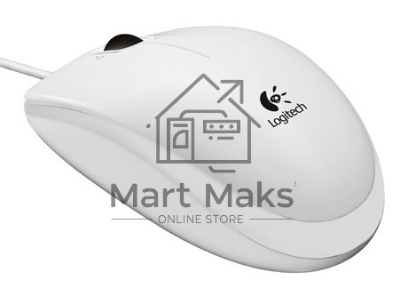 Мышь проводная Logitech B100 белый, 1000 dpi, USB, кнопки - 3