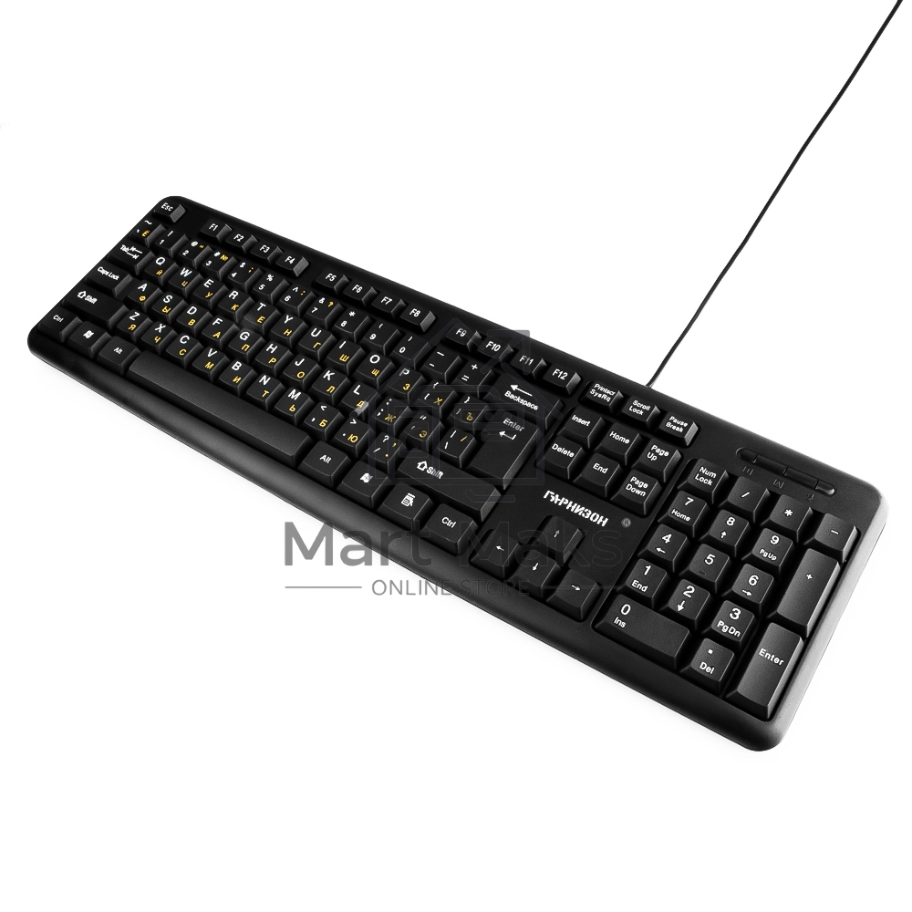 Клавиатура проводная Гарнизон GK-100XL, USB, черный, кабель 2м