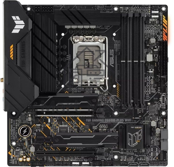 Материнская плата ASUS TUF GAMING B660M-PLUS WIFI, LGA 1700, Intel B660, 4xDDR5, 4xSATA, 2xM.2, 1xPCIe 5.0 x16, 1xPCIe 3.0 x4, 1xPCIe x1, 1xDP, 1xHDMI, 1x 2.5Gb LAN, 4xUSB-A 3.2 Gen 2, 1xUSB-A 3.2 Gen 1, 2xUSB 2.0, 1xUSB-C 3.2 Gen 2x2, 5x3.5 мм, 7.1, mATX