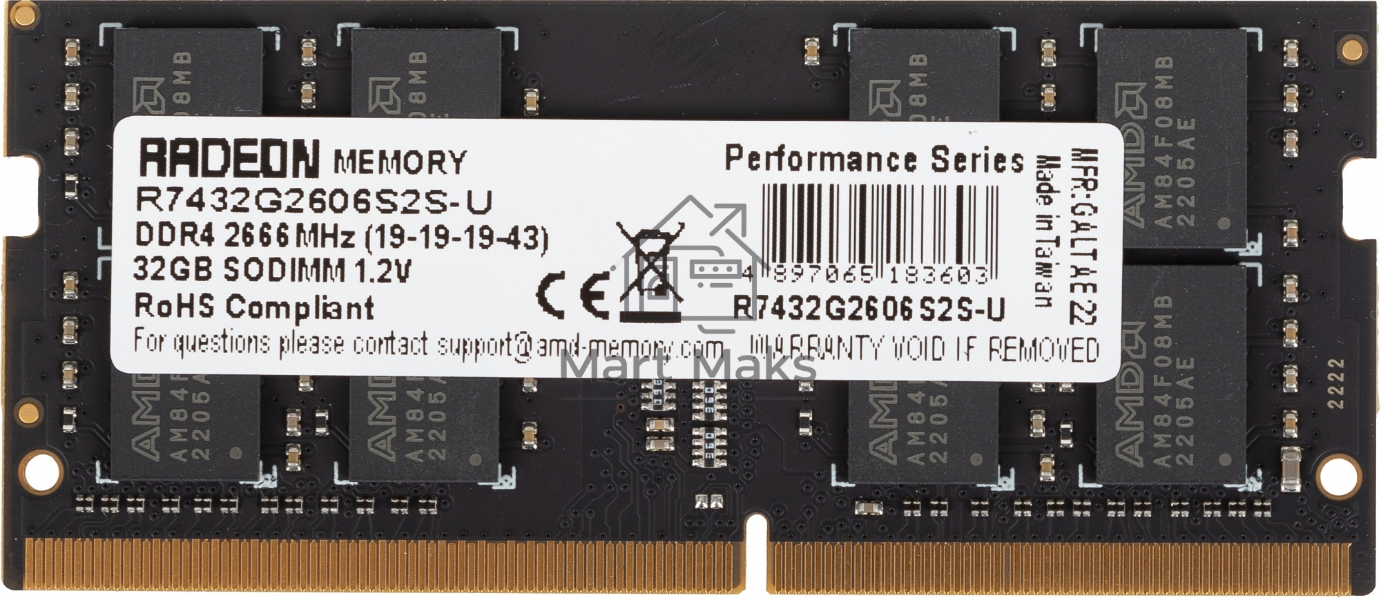 Оперативная память AMD Radeon R7, 32GB, DDR4, 2666MHz, CL19, SO-DIMM