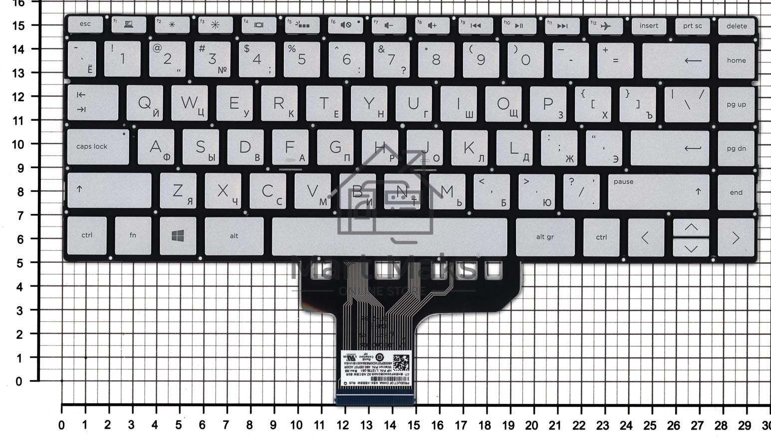 Клавиатура для ноутбука HP Pavilion 13-AN серебристая