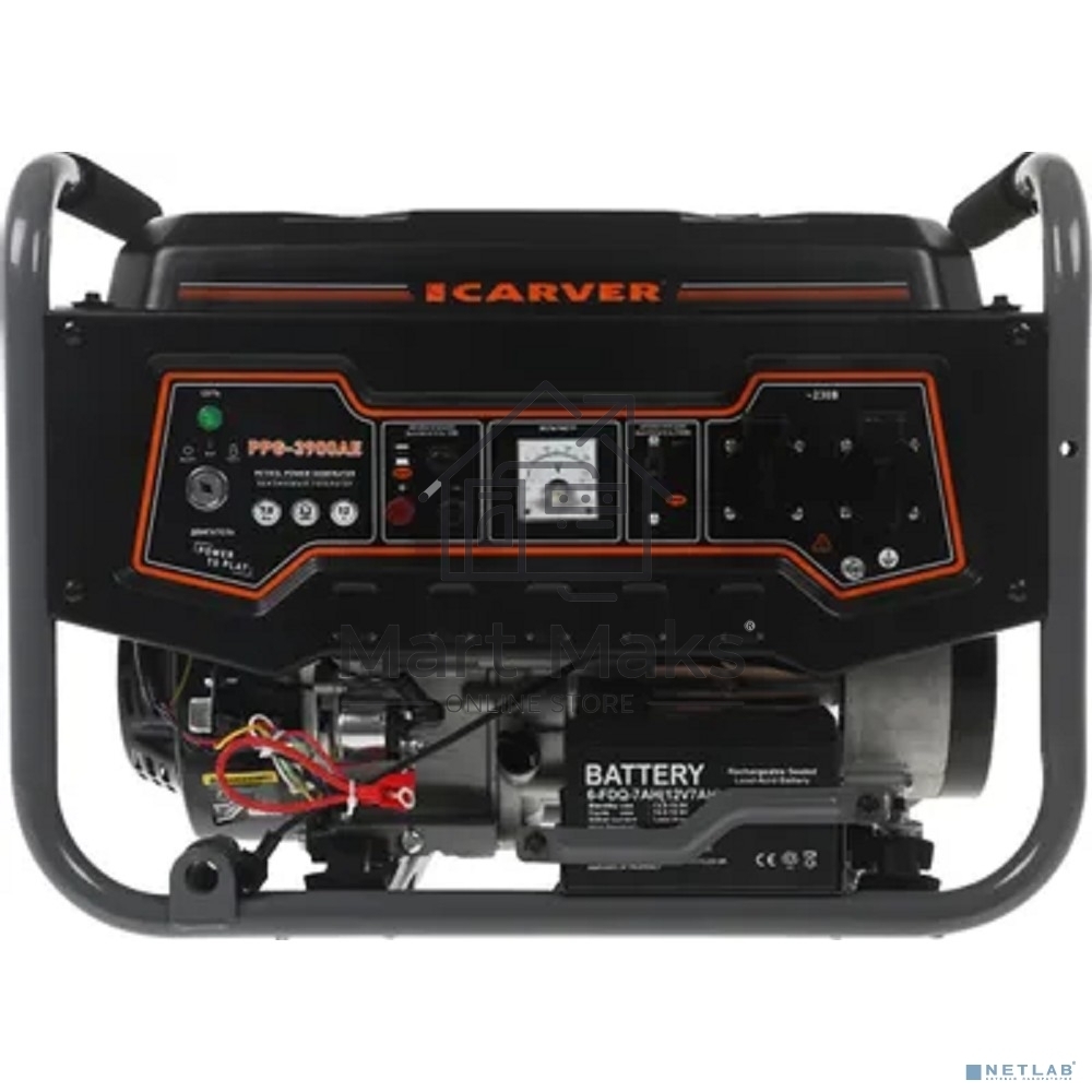 Электрогенератор бензиновый Carver PPG-3900АE, 3.2 кВт, 65дБ, 46 кг