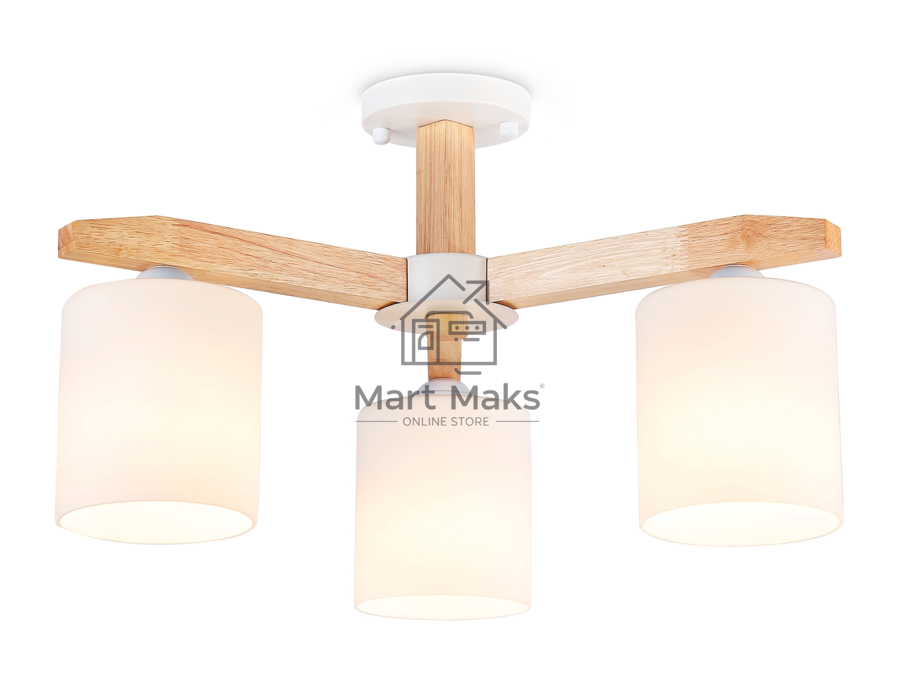 Светильник Ambrella light TR83112/3 WH/LW белый/светлое дерево E27/3 max 40W D580*320