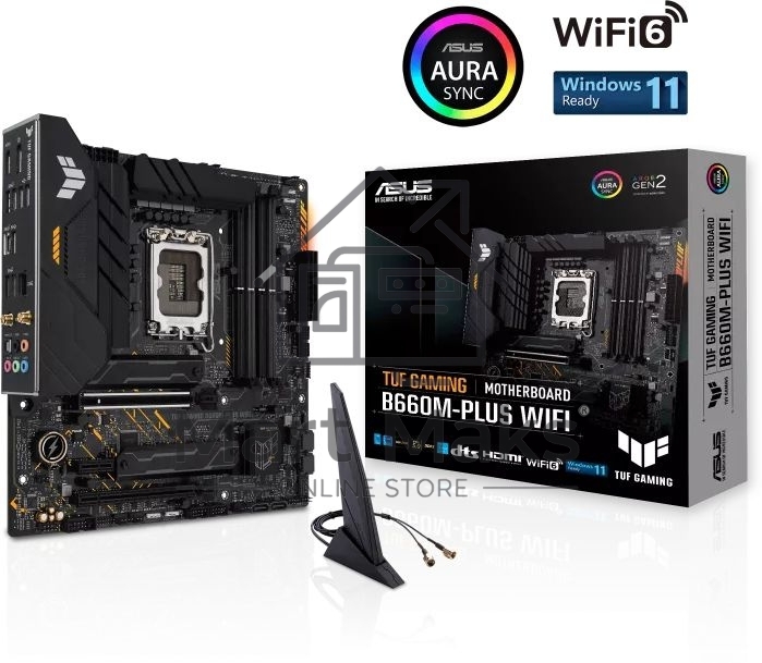 Материнская плата ASUS TUF GAMING B660M-PLUS WIFI, LGA 1700, Intel B660, 4xDDR5, 4xSATA, 2xM.2, 1xPCIe 5.0 x16, 1xPCIe 3.0 x4, 1xPCIe x1, 1xDP, 1xHDMI, 1x 2.5Gb LAN, 4xUSB-A 3.2 Gen 2, 1xUSB-A 3.2 Gen 1, 2xUSB 2.0, 1xUSB-C 3.2 Gen 2x2, 5x3.5 мм, 7.1, mATX
