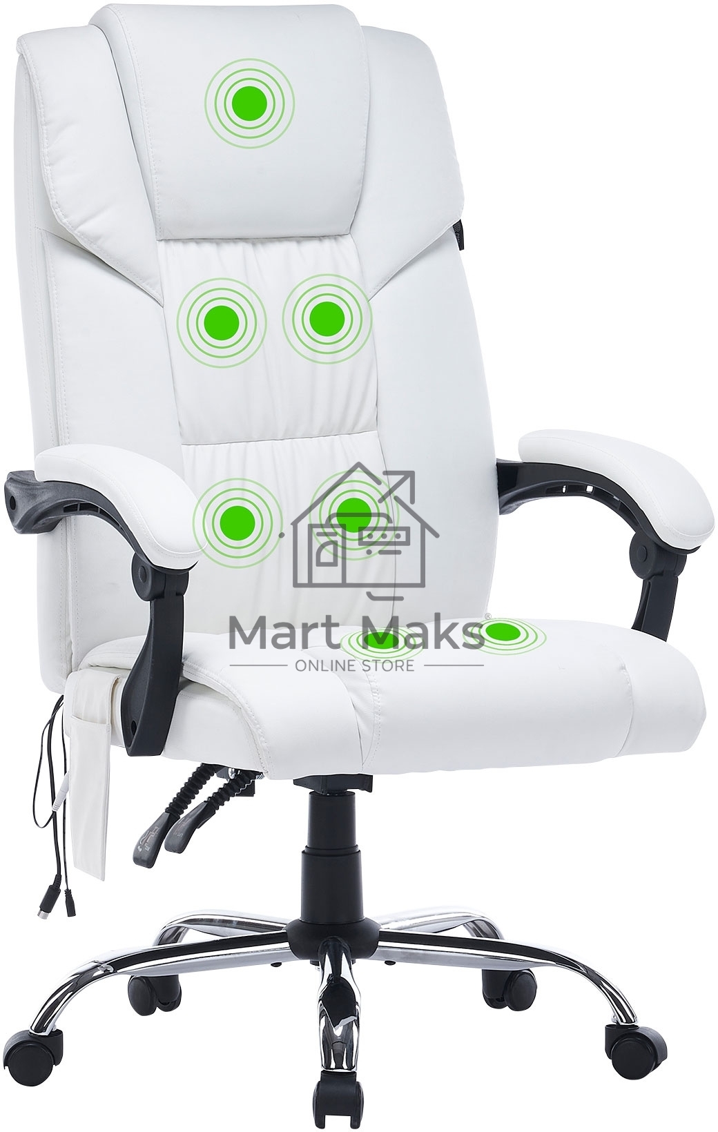 Кресло компьютерное Cactus CS-CHR-OC02M-WT белый, эко.кожа, крестов. сталь