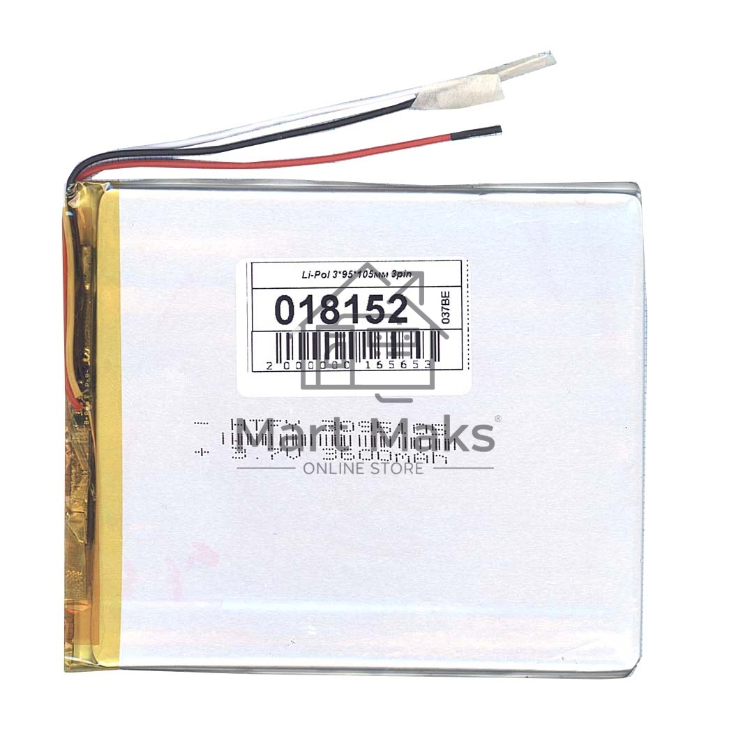 Аккумулятор Li-Pol (батарея) 3*95*105мм 3pin 3.7V/3600mAh
