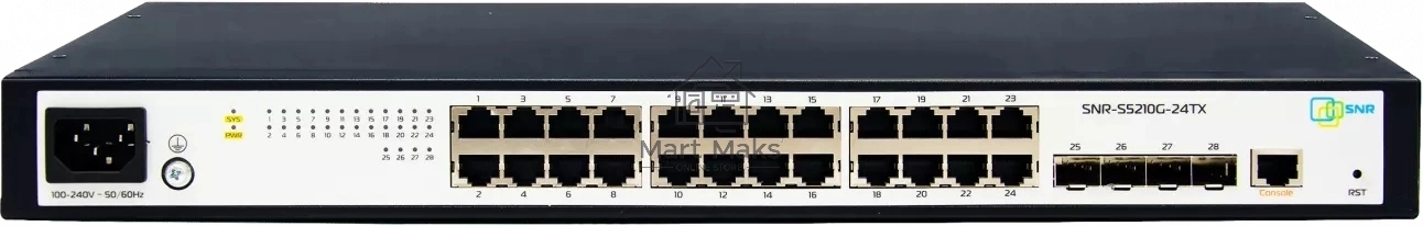 Управляемый коммутатор SNR уровня 2+, 24 порта 10/100/1000Base-T, 4 порта 1/10G SFP+