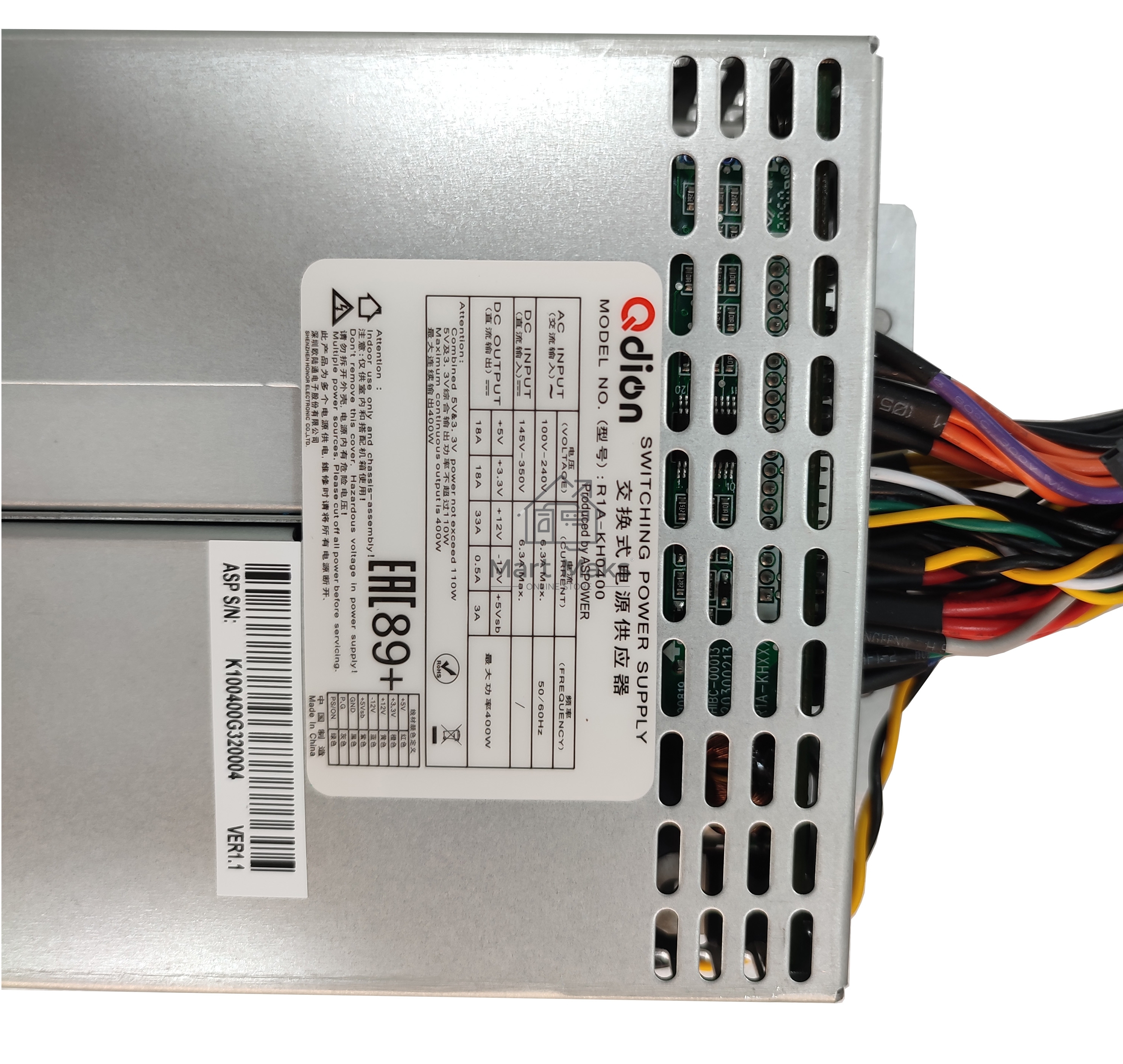 Серверный блок питания R1A-KH0400 (FPP-R1A-KH0400) 1U Redundant 400W (ШВГ=106*41,5*218mm), 80 PLUS Gold, Oper.temp 0C~50C, AC/DC dual input