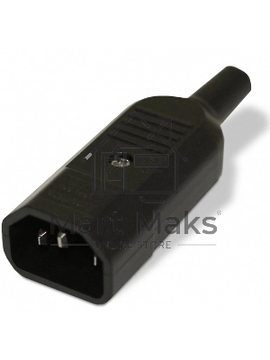 Разъемы для силового кабеля Hyperline CON-IEC320C14 Разъем IEC 60320 C14 220В 10A на кабель (плоские выступающие штыревые контакты в пластиковом обрамлении), прямой