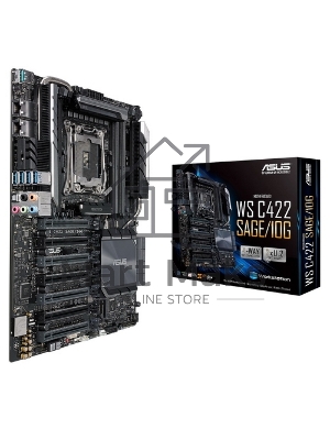 Материнская плата ASUS WS C422 SAGE/10G LGA2066, LGA2066, Intel C422, 8xDDR4, 8xSATA, 2xM.2 (PCIe x4/SATA), 7xPCIe 3.0 x16, 2xPCIe x16 (через PLX), 2x10Gb LAN (Intel X550-AT2), 1xUSB-C 10Gbps, 2xUSB-A 10Gbps, 4xUSB-A 5Gbps, 1xUSB-A 2.0, 1xHDMI, 1xDisplayP