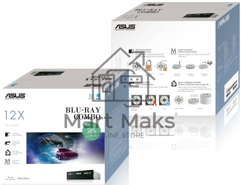 Оптический привод внутренний Blu-Ray Asus BC-12D2HT черный SATA RTL