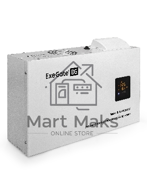 Стабилизатор напряжения ExeGate Master Turbo AVS-8000 (8000ВА, 100-265В, цветной дисплей, 220В±8%, КПД 98%, 5 уровней защиты, задержка, усиленный метал.корпус, клем.колодка+евророзетка, RTL)
