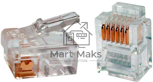 Телефонный разъем RJ-12(6P6C) Hyperline PLUG-6P6C-P-C2-100 (3 µ''/ 3 микродюйма) (100 шт)