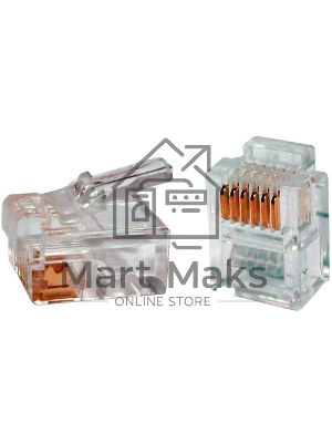 Телефонный разъем RJ-12(6P6C) Hyperline PLUG-6P6C-P-C2-100 (3 µ''/ 3 микродюйма) (100 шт)