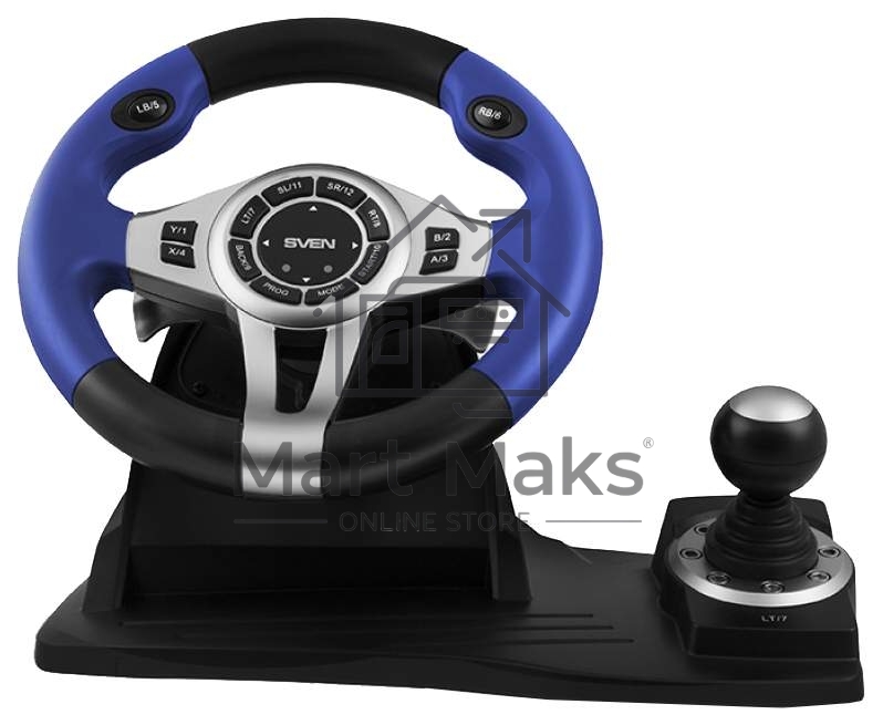 Руль черный Sven GC-W600 (виброотдача, педали, джойстик, 12 кн., USB)