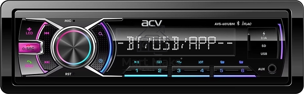 Автомагнитола ACV AVS-601UBM 1DIN 4x50Вт AUX 3 (43340)