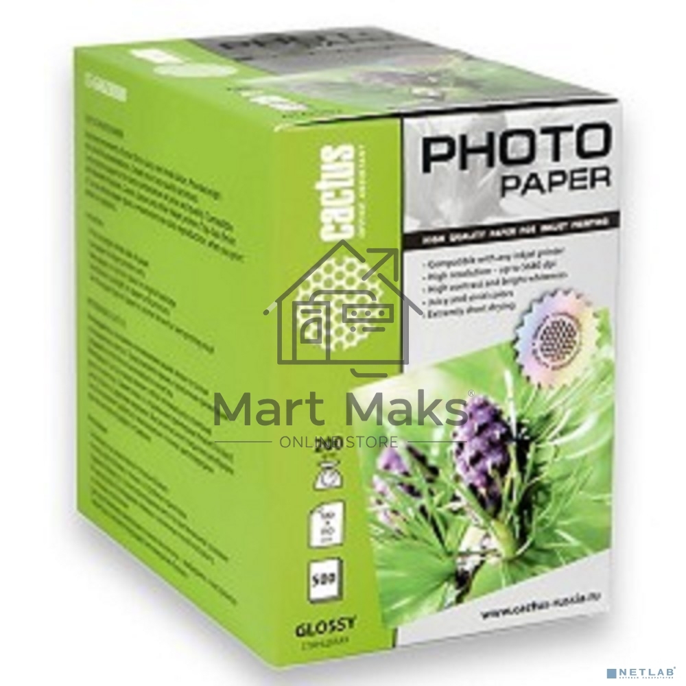 Фотобумага Cactus CS-GA6200500 глянцевая A6 200 г/м2 500 листов.