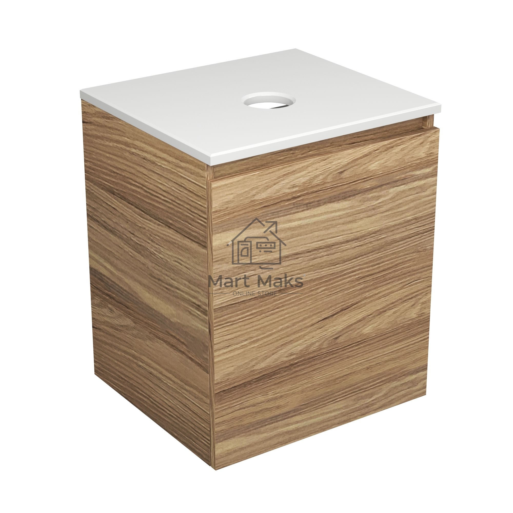 Тумба Bau Dream Blackwood 50 с дверцей, раковина BAU Crystal 40х40, выпуск клик клак, хром