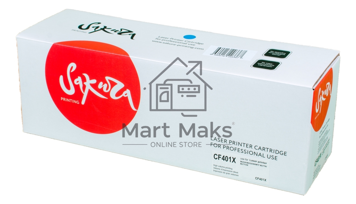 Картридж лазерный Sakura CF401X для HP Color LaserJet Pro M252n/M252dn/MFP277dw/277n, синий, 2300 к.