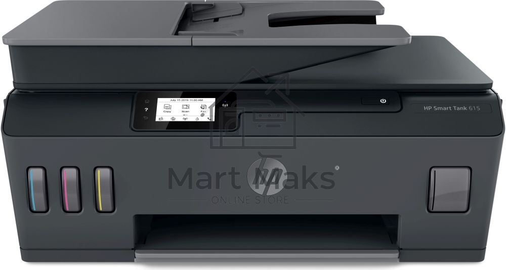МФУ струйный HP Smart Tank 615 AiO (Y0F71A), A4, цветной, печ. до 22 стр/мин. (ч/б) до 16 стр/мин. (цвет), скан. до 5 стр/мин. (ч/б) 3 стр/мин. (цвет), 1200 x 1200 dpi (ч/б печать, скан.) 1200 x 4800 dpi (печать цвет), USB, Wi-Fi, BlueTooth, Air Print, Mo