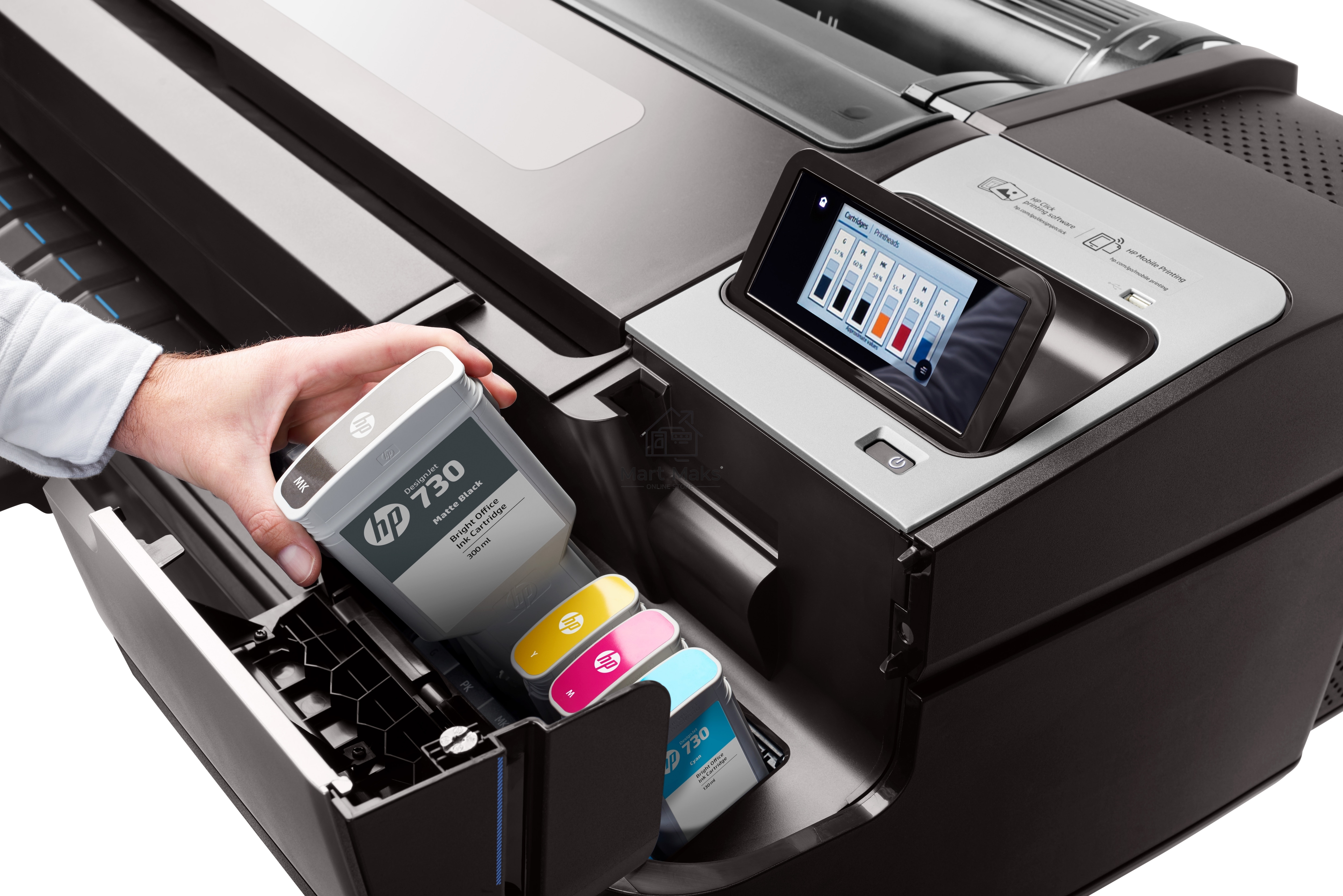 Плоттер струйный HP DesignJet T1700dr 44-in Printer (W6B56A), A0, цветной, 44