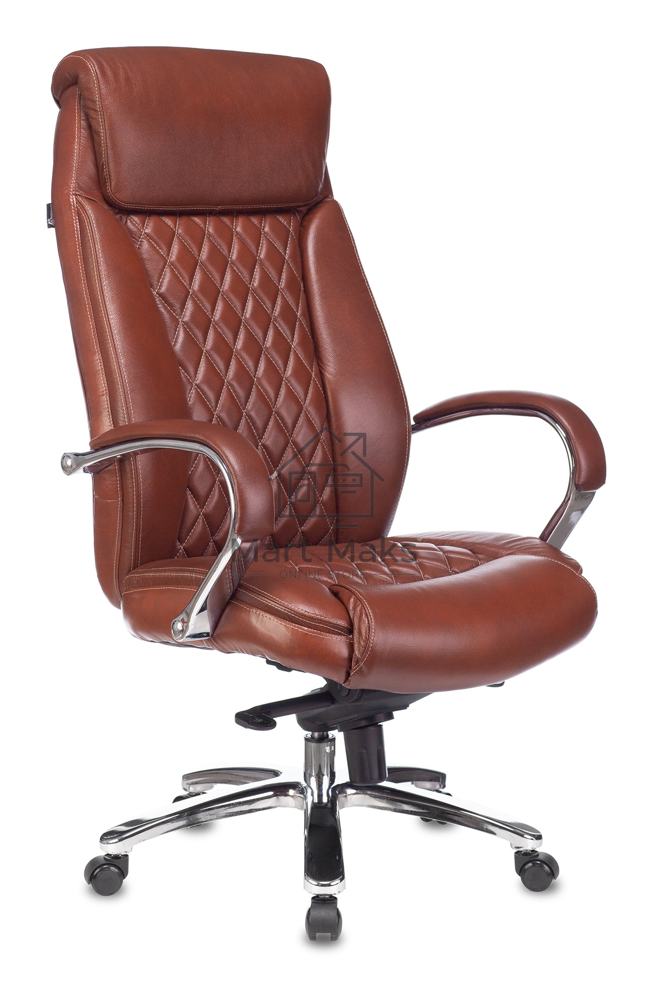 Кресло руководителя Бюрократ T-9924SL светло-коричневый Leather Eichel, кожа, крестовина металл хром