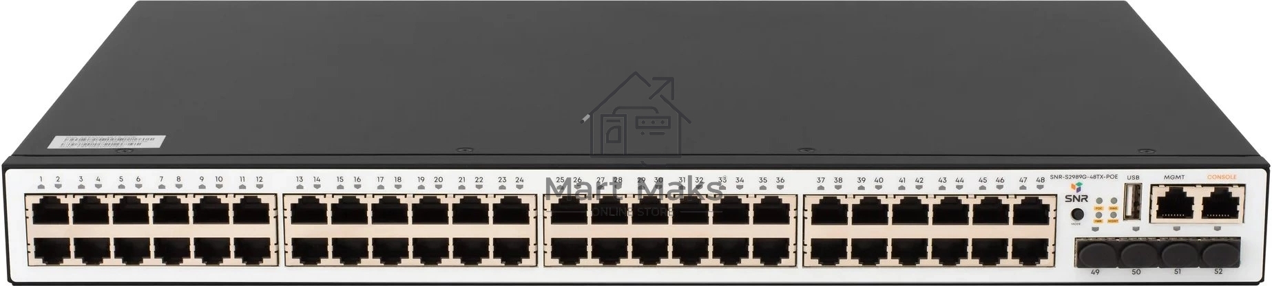 Коммутатор POE управляемый уровня 2, 48 портов 10/100/1000Base-T с поддержкой PoE, 4 порта 1/10G SFP+, PoE 740 Ватт