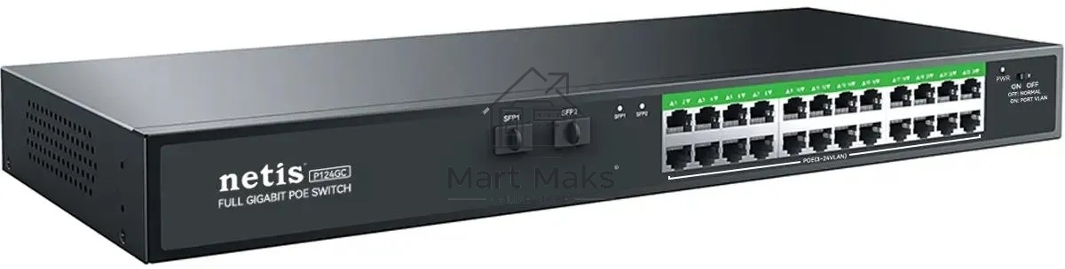 Коммутатор NETIS 24PORT 10/1000M POE 2 SFP COMBO P124GC