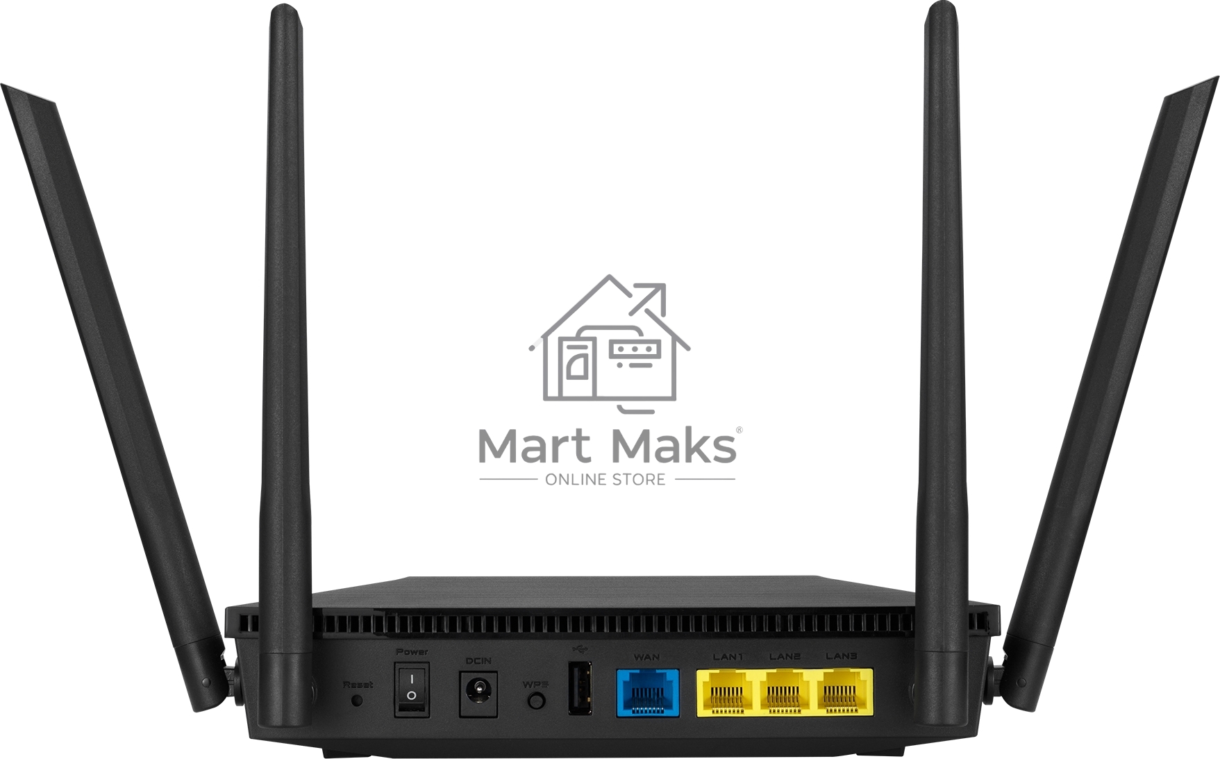 Роутер ASUS RT-AX53U802.11b/g/n/ac/ax, до 574 + 1201 Mbps, 2,4 + 5 гГц, 4 антенны, USB