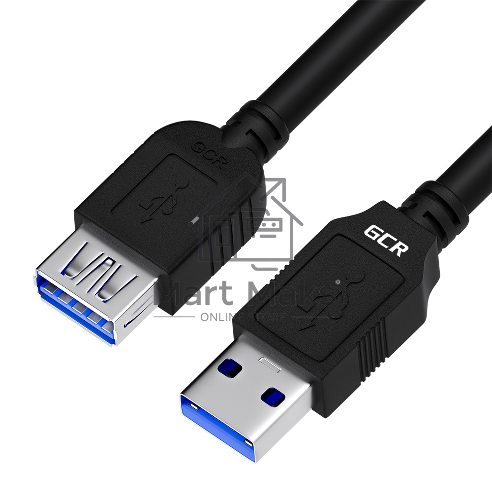 Удлинитель GCR 2.0m USB 3.0, AM/AF, черный, GCR-52701