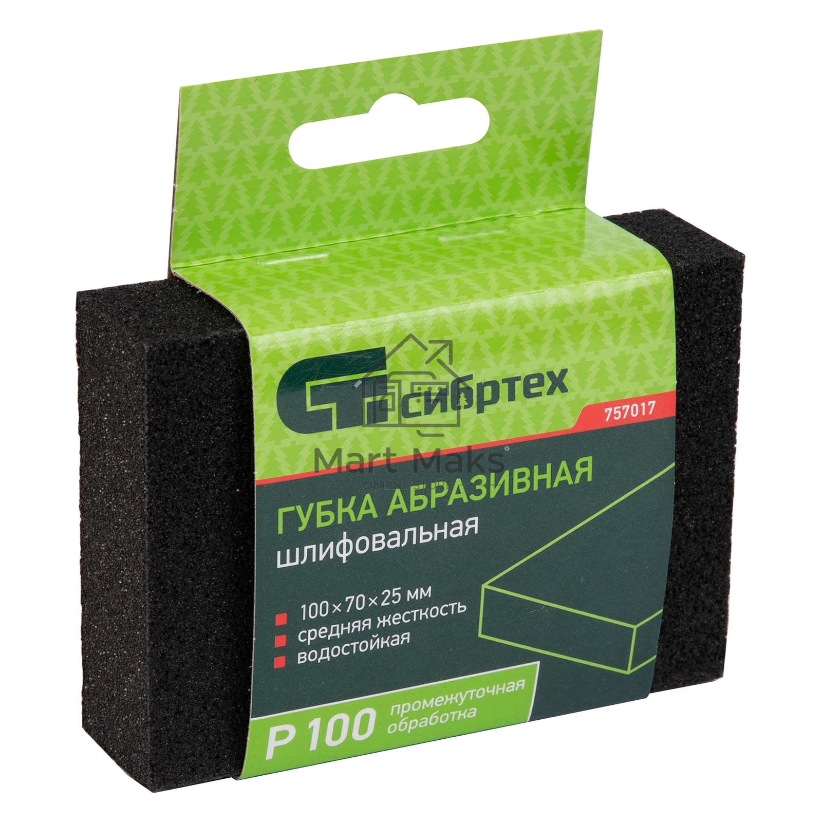Губка для шлифования, 100 х 70 х 25 мм, средняя жесткость, P 100 Сибртех