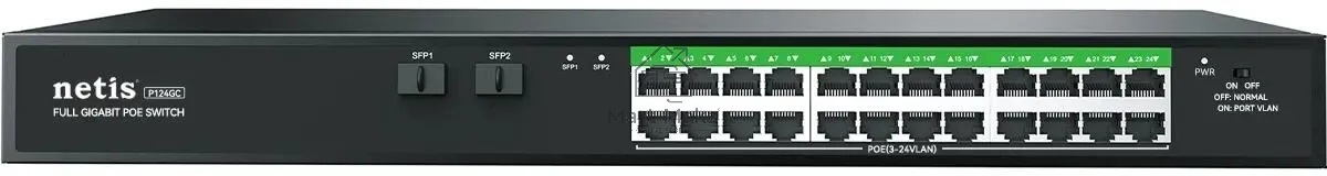 Коммутатор NETIS 24PORT 10/1000M POE 2 SFP COMBO P124GC