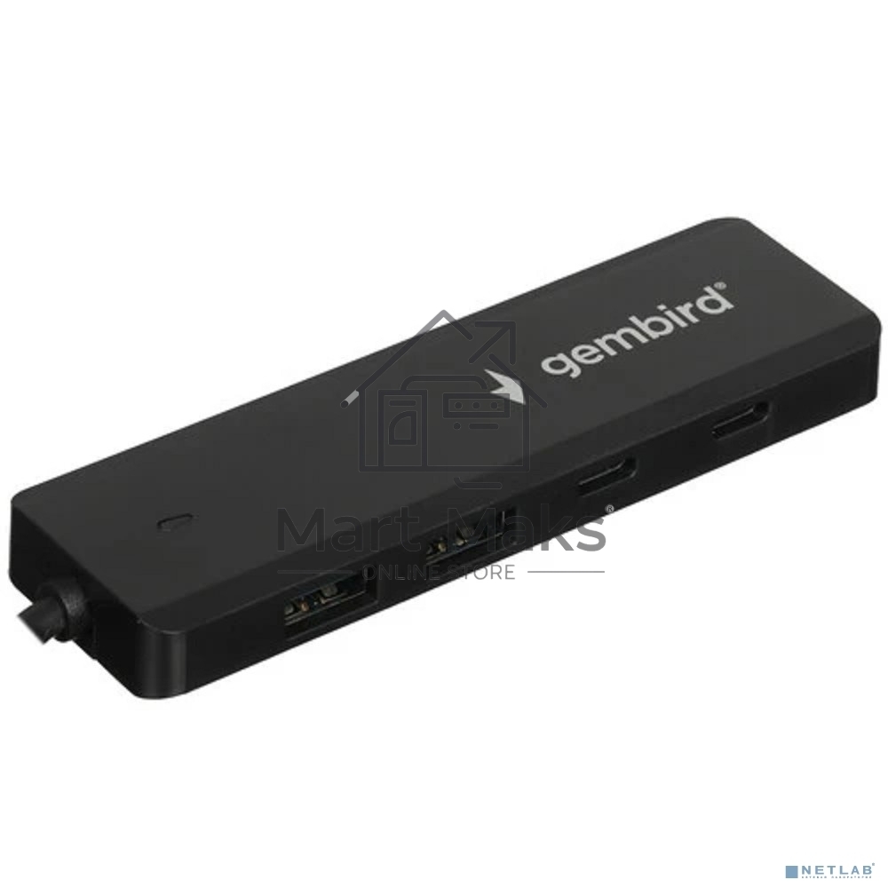 Разветвитель USB3.1 Gembird UHB-C415, 2хUSB, 2хType-C, с доп.питанием (порт Type-C), кабель USB 19см