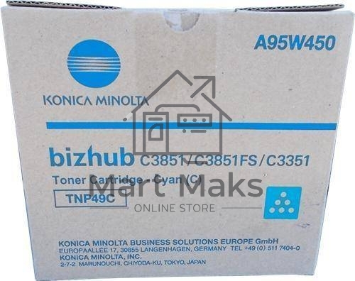 Картридж лазерный Konica-Minolta bizhub C3351/C3851 синий TNP-49C