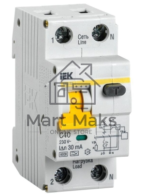 Выключатель автоматический дифференциального тока 2п (1P+N) C 40А 30мА тип A 6кА АВДТ-32 ИЭК MAD22-5-040-C-30