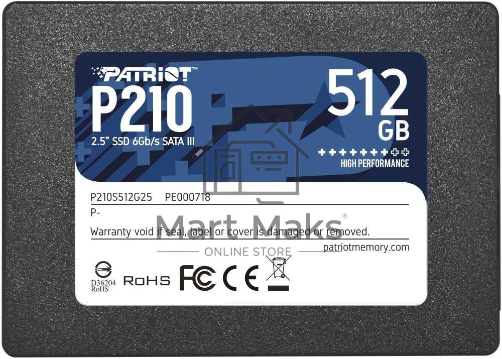 Накопитель SSD Patriot P210, 512GB, SATA III, 2.5