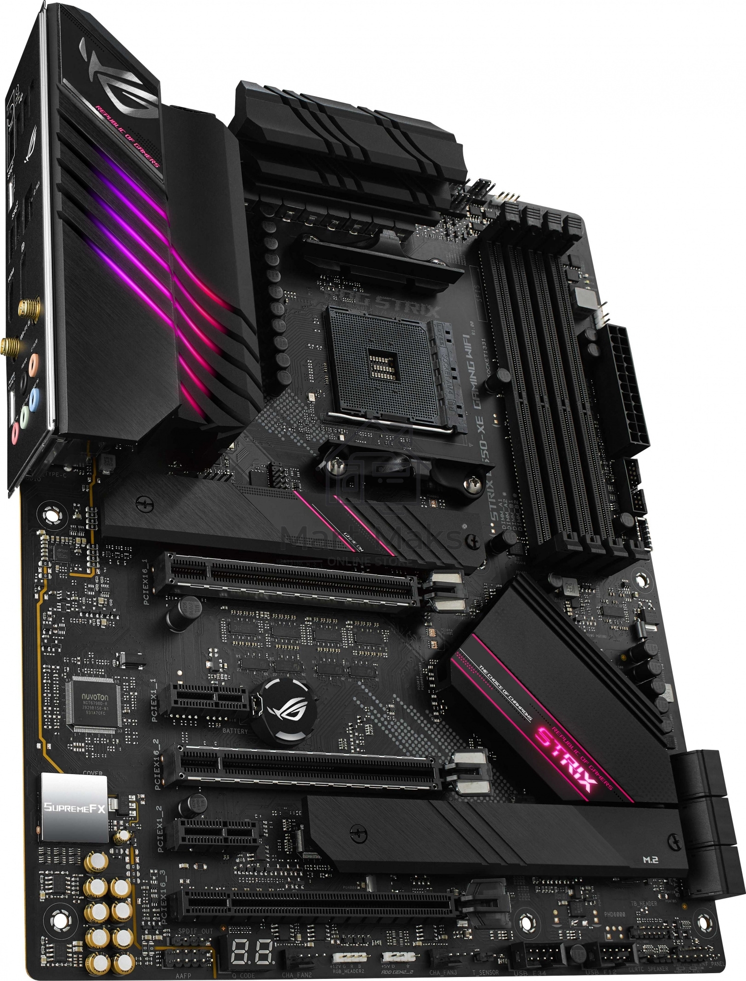 Материнская плата ASUS ROG STRIX B550-XE GAMING WIFI, AM4, AMD B550, 4xDDR4, 6xSATA, 2xM.2, 1xPCI-E 4.0 x16, 1xPCI-E 4.0 x8, 1xPCI-E 3.0 x4, 1xHDMI, 1xDP, 1x 2.5Gb LAN, 2xUSB-A 3.2 Gen 2, 1xUSB-C 3.2 Gen 2, 4xUSB 2.0, 5x3.5 мм, 7.1, Standard-ATX