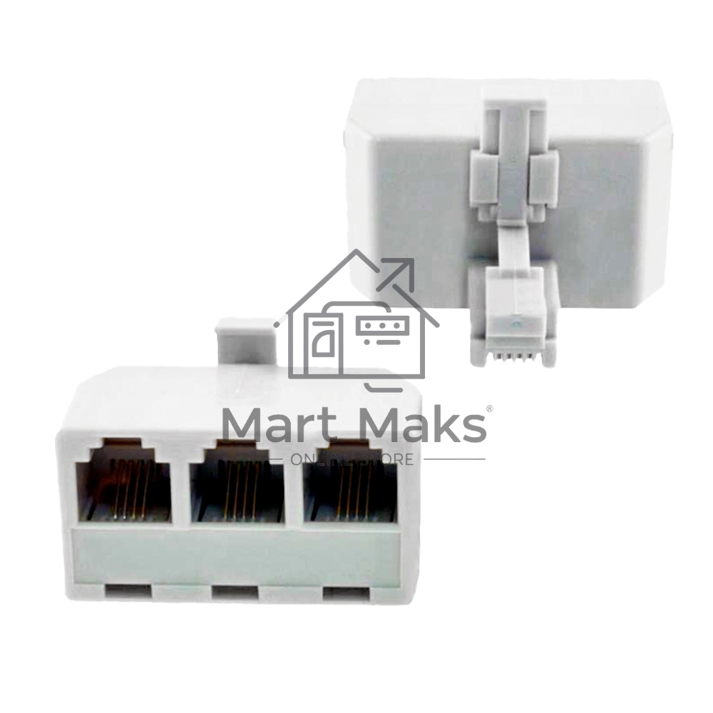 Телефонный разветвитель RJ-11 6p4c, штекер на 3 гнезда, M/3xAF, белый, GA-RJ11-T-3