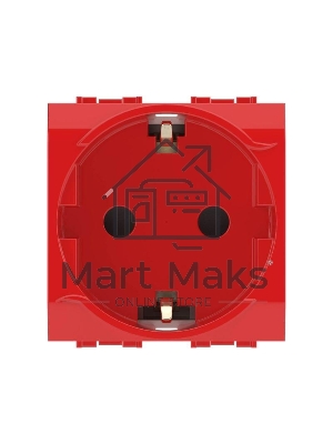 Розетка 1-м СП Brava 2мод. защ. шторки с заземл. красн. ДКС 76482R