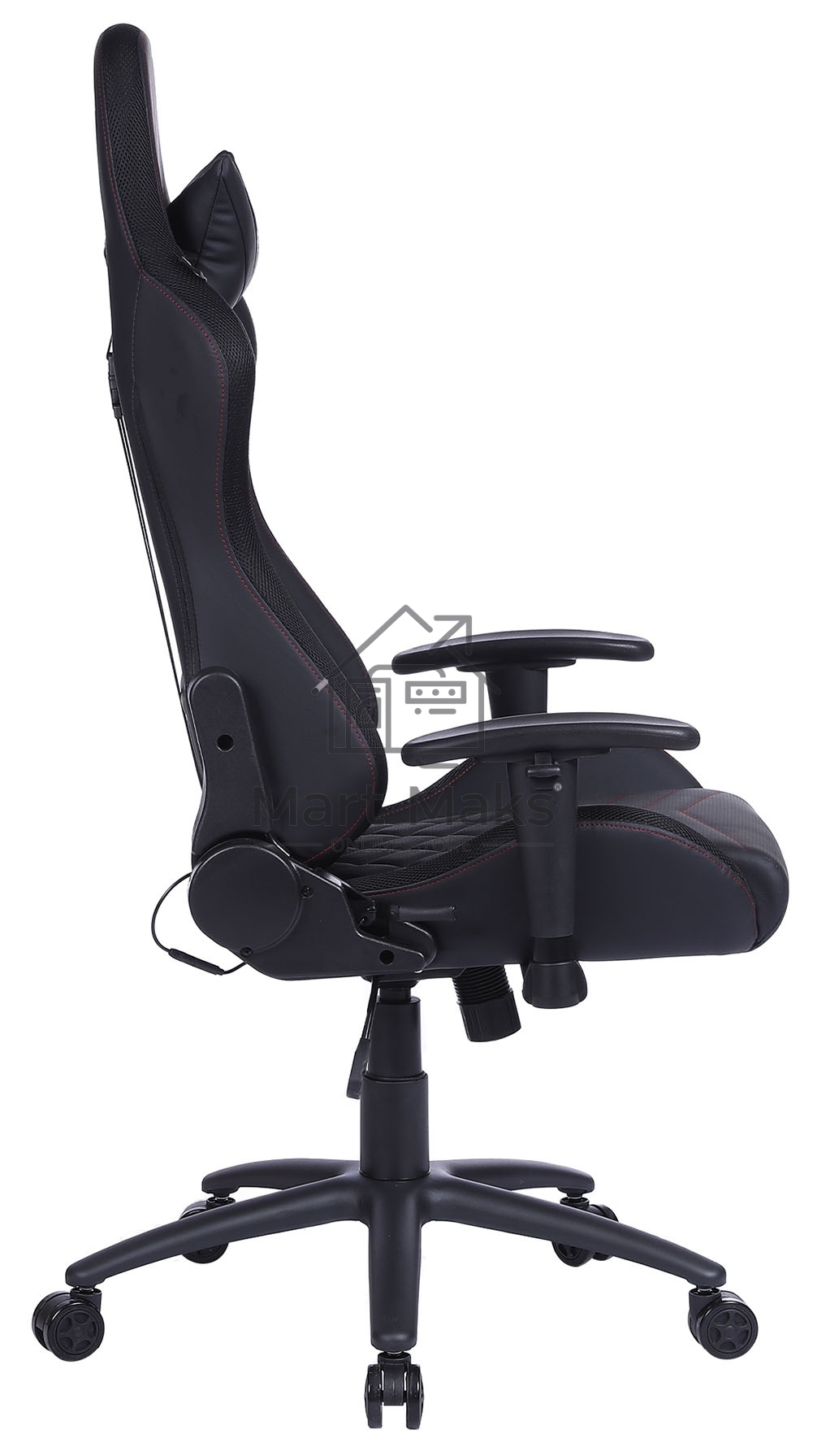 Кресло игровое Cactus CS-CHR-0099BLR черный/красный, сиденье черный/красный, эко.кожа, с подголов. крестовина металл, пластик черный