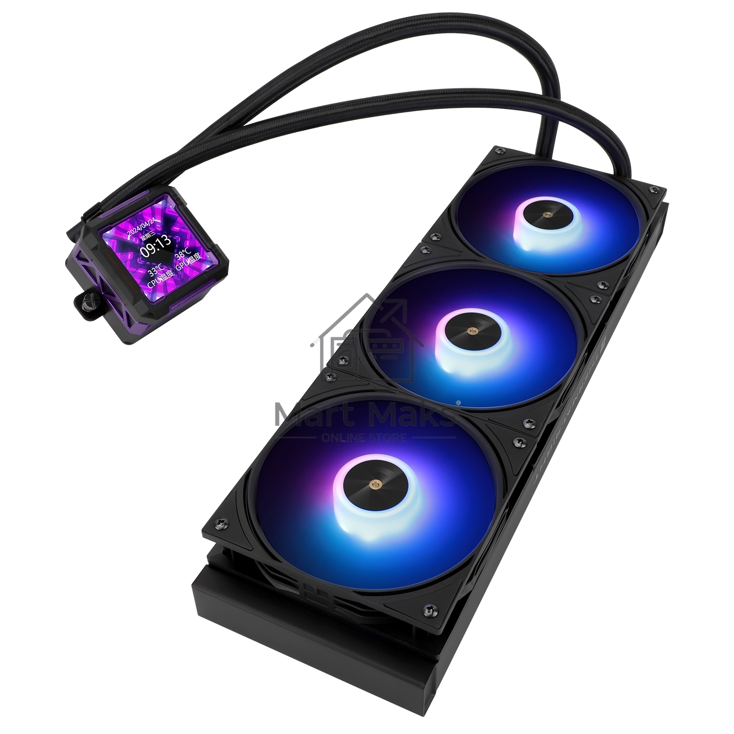 Водяное охлаждение для процессора Thermalright Frozen Warframe Pro 360 Black ARGB (360mm, Black, ARGB/ Fans: 3x120mm, 70.84CFM, 29.8dBA, 2000RPM/ Pump height 60mm, 23dBA, 3000RPM, Rad thickness 27mm/ S: 1200, 1700, 1851, 2011, 2066, 115X, AM4, AM5)
