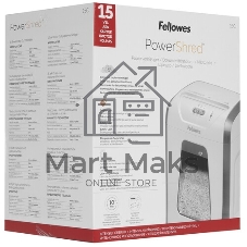 Шредер Fellowes PowerShred 15С белый (секр.P-4) фрагменты 15лист. 19лтр. скрепки скобы пл.карты