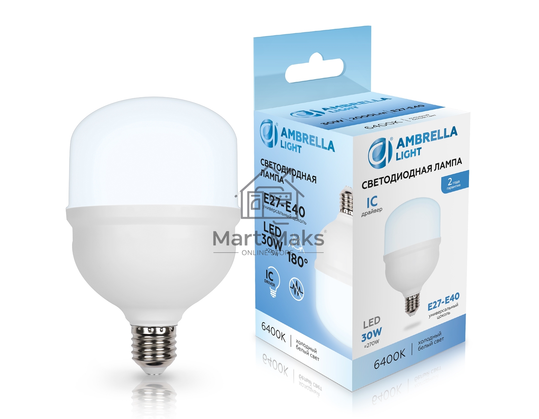 Лампа светодиодная Ambrella light 1003006 LED T100 30W IC E27-E40 6400K 175-265V