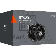 Кулер для процессора PCCooler RT620 PRO BK (250W, 4-pin PWM, 153mm, Al/Cu, 6x6mm, 2x120mm, 73.32CFM, 34.9dBA, 2200RPM, S: 1851/1700/1200/115X, AM5/AM4, черный)