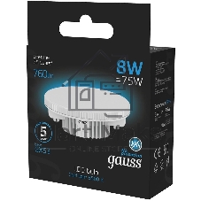 Лампа светодиодная Gauss 108008308 8Вт цок.: GX53 таблетка 150B 6500K св. свеч. бел. хол. GX53 (упак.: 1 шт)