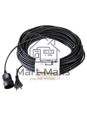 Удлинитель-шнур PROconnect ПВС 2х0.75, 30 м, б/з, 6 А, 1300 Вт, IP20, черный (Сделано в России)