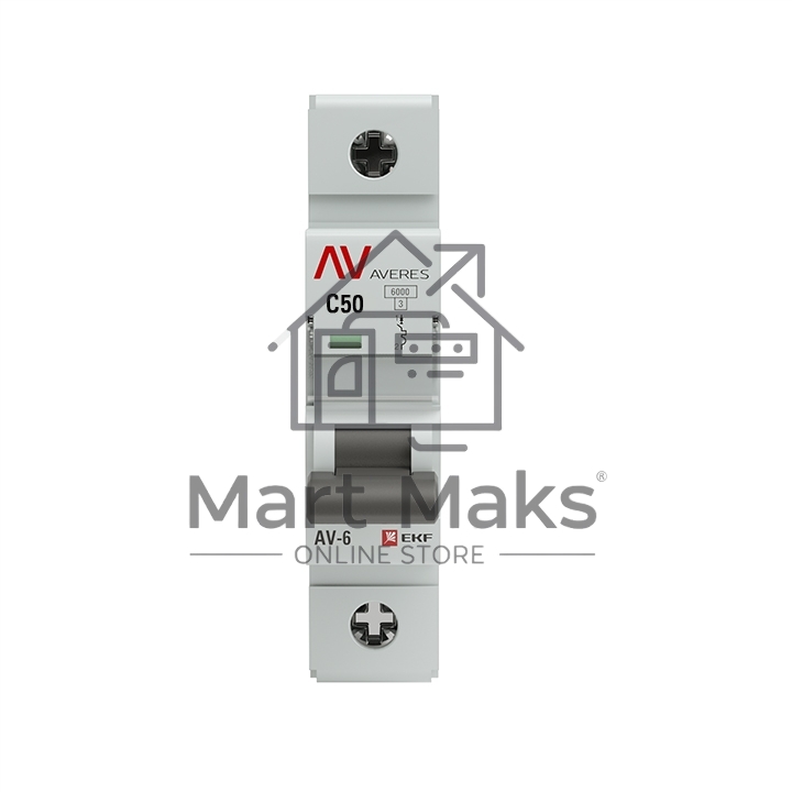 Выключатель автоматический модульный 1п C 50А 6кА AV-6 AVERES EKF mcb6-1-50C-av